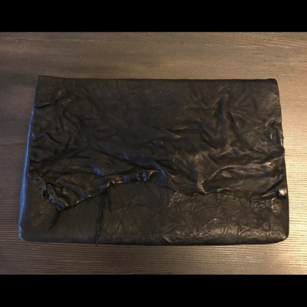 CC Skye Raw Edge Black Genuine Leather Clutch
